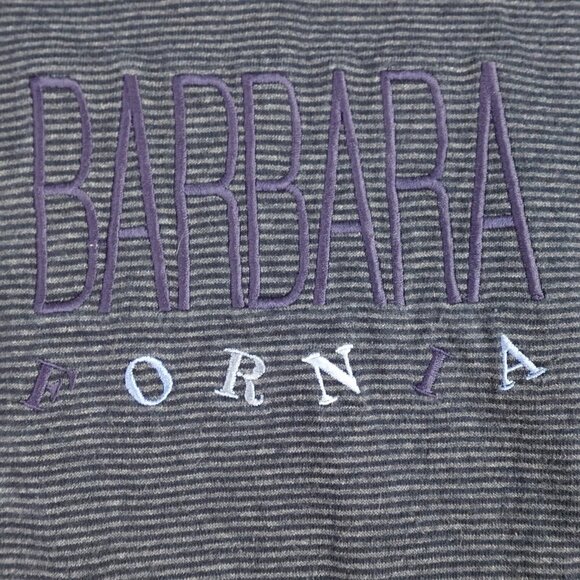 Vintage Santa Barbara California Shirt Medium Blue Striped  Embroidered - Picture 4 of 10